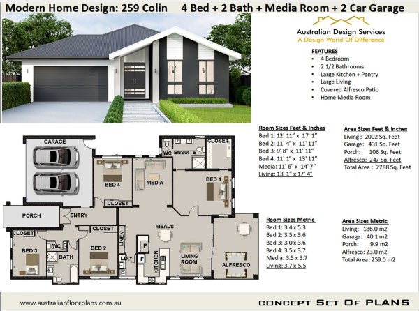 Modern 4 Bedroom house plan